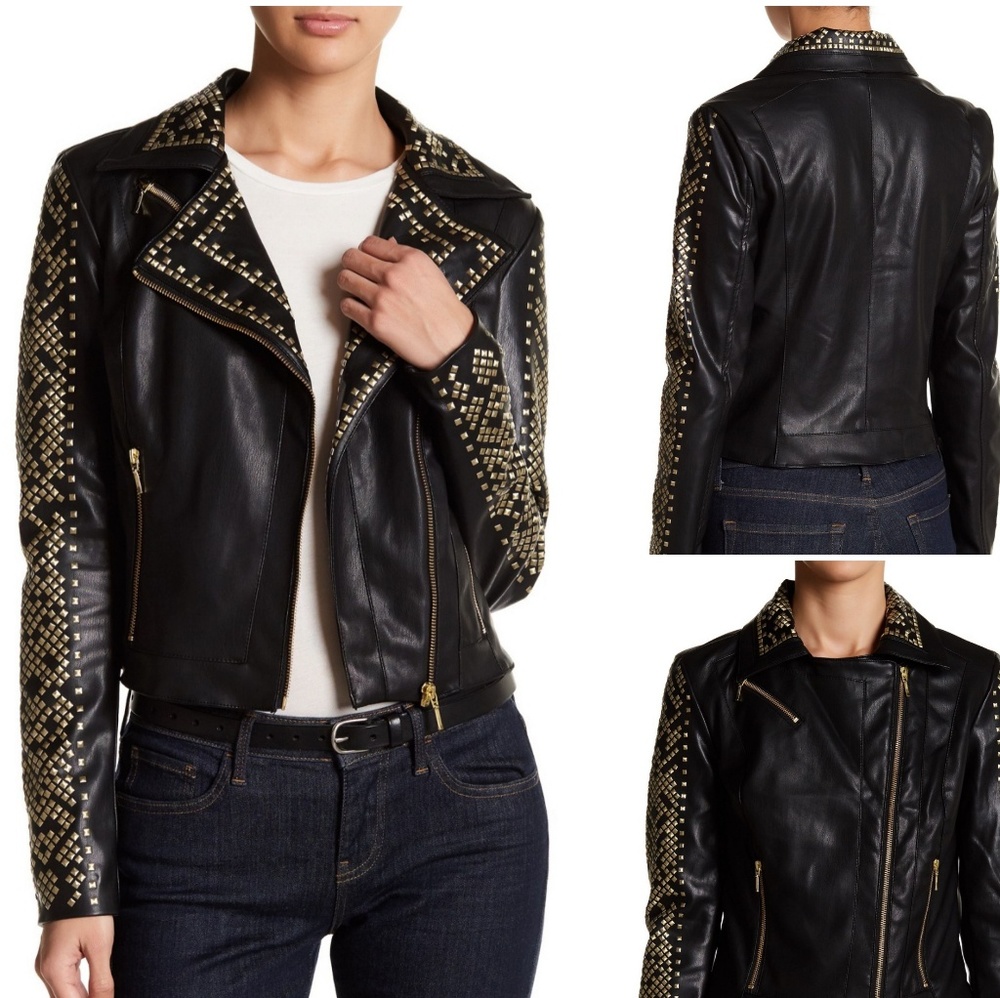 Faux leather GOLD studded jacket